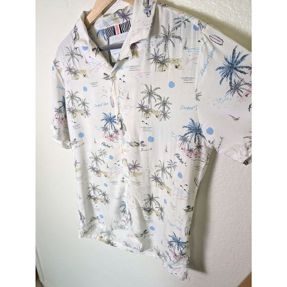 Denim & Flower Ricky Singh Hawaiian Button Down Shirt Men Size Small Vacation - Picture 3 of 11